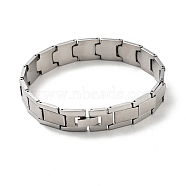 201 Stainless Steel Rectangle Watch Band Bracelet, Tile Bracelet for Men Women, Stainless Steel Color, 9-1/4 inch(23.5cm)(BJEW-H550-02P)