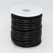 Synthetic Rubber Cord, Hollow, with White Plastic Spool, Black, 5mm, Hole: 3mm, about 10.93 yards(10m)/roll(RCOR-R001-5mm-12)