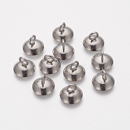304 Stainless Steel Bead Cap Pendant Bails, for Globe Glass Bubble Cover Pendant Making, Stainless Steel Color, 8x10mm, Hole: 3mm(STAS-L205-20P)