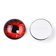Glass Cabochons, Half Round with Eye, Red, 20x6.5mm(GGLA-T004-03A)