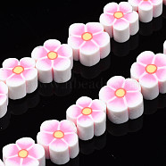 Handmade Polymer Clay Bead Strands, Flower, Pearl Pink, 8~10x8~11x4~5mm, Hole: 1.6mm, about 38~40pcs/strand, 12.99 inch~14.37 inch(33~36.5cm)(CLAY-N011-48C-D01)