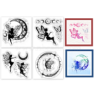 4Pcs 4 Styles PVC Stamp, for DIY Scrapbooking, Angel & Fairy, 55x55mm, 1pc/style(DIY-WH0487-0032)