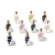 Mixed Gemstones Chips in Skull Glass Bottle Display Decorations, for Witchcraft, 37x27x46.5mm(DJEW-G039-02)