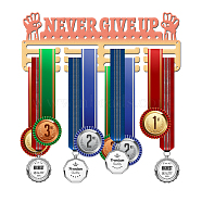 Color Gradient Iron Medal Holder, Medals Display Hanger Rack, Medal Holder Frame, Rectangle with Word NEVER GIVE UP, Coral, 150x400x2mm(AJEW-WH0254-42)