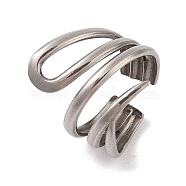 Non-Tarnish Geometric 304 Stainless Steel Cuff Rings for Women, Stainless Steel Color, 20mm, Adjustable(RJEW-G322-06P)