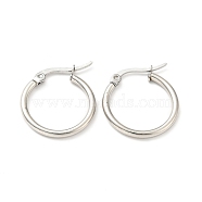 201 Stainless Steel Hoop Earrings for Women, with 304 Stainless Steel Pins, Stainless Steel Color, 18.5~19.5x2mm, Pin: 0.6mm(EJEW-G260-02D-P)