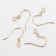 304 Stainless Steel Earring Hooks, with Horizontal Loop, Real 18K Gold Plated, 17x18x2.4mm, Hole: 1.8mm, Pin: 0.7mm(X-STAS-H436-04)