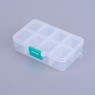Organizer Storage Plastic Box, Adjustable Dividers Boxes, Rectangle, White, 11x7x3cm, 1 compartment: 3x2.5cm, 8 compartment/box(CON-X0002-01)