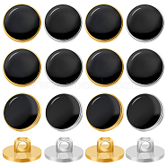 100Pcs 2 Colors Plastic Shank Buttons, with Black Enamel, Flat Round, Mixed Color, 24L(15mm)x7.5~8mm, Hole: 3mm, 50pcs/color(BUTT-GA0001-12A)