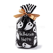 50Pcs Rectangle Halloween Candy Plastic Bags, Ghost Printed Candy Drawstring Bags, Black, 23.2x14.9x0.05cm(ABAG-U001-01R)