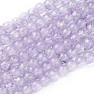 Spray Painted Crackle Glass Beads Strands, Round, Two Tone, Plum, 6mm, Hole: 1.3~1.6mm, about 133pcs/strand, 31.4 inch(CCG-Q002-6mm-02)