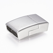 304 Stainless Steel Magnetic Clasps with Glue-in Ends, Rectangle, Stainless Steel Color, 22.5x14x6mm, Hole: 4x12mm(STAS-F130-54P)