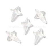 K9 Glass Cabochons, with Glitter Powder, Star, White, 7.9x5.4x2.5mm(GGLA-Z003-09B-001JW)