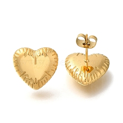 Ion Plating(IP) 304 Stainless Steel Heart Stud Earrings for Women, Golden, 14x14.5mm(EJEW-S227-59G)