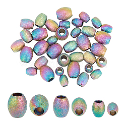 Unicraftale 36Pcs 3 Size PVD Vacuum Plating 304 Stainless Steel Beads, Oval, Rainbow Color, 12pcs/size(STAS-UN0020-54MC)