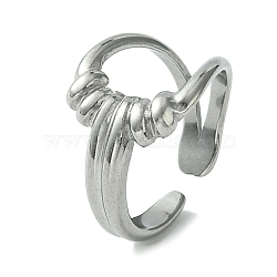 Non-Tarnish 304 Stainless Steel Open Cuff Ring, Hollow Twist Teardrop, Stainless Steel Color, Inner Diameter: 17.6mm(RJEW-L110-029P)