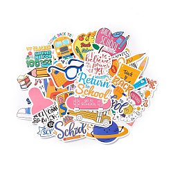 School Theme Waterproof Self Adhesive Paper Stickers, for Suitcase, Skateboard, Refrigerator, Helmet, Mobile Phone Shell, Colorful, Cartoon Pattern, 40~66x31~75x0.2mm, about 50pcs/bag(DIY-F108-06)