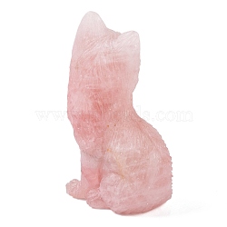 Natural Rose Quartz Carved Fox Figurines Statues for Home Office Desktop Feng Shui Ornament, 38x24~25x59~60mm(G-Q172-14A)