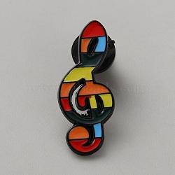 Pride Rainbow Musical Theme Enamel Pins, Alloy Lapel Pin Backs  for Backpack Clothes, Musical Note, 31.5x13mm(JEWB-Q047-01B-EB)