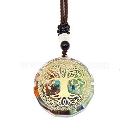 Resin & Natural & Synthetic Mixed Gemstone Pendant Necklaces, Tree of Life, 25.59 inch(65cm)(OG4289-11)