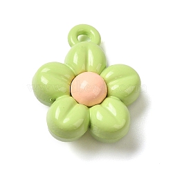 Spray Plating Alloy Pendants, Cadmium Free & Lead Free, Flower, Green Yellow, 15x12x6mm, Hole: 1.5mm(PALLOY-S186-14C)