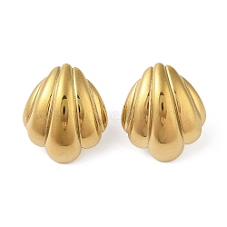 304 Stainless Steel Shell Shape Stud Earrings for Women, Golden, 20x17mm(EJEW-S001-05)