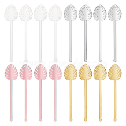 16Pcs 4 Style Acrylic Stirring Rods, Monstera Leaf, Mixed Color, 150x34.5x2.5mm, 4pcs/style(AJEW-FG0003-17)