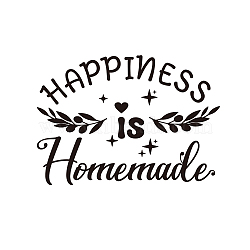 PVC Wall Stickers, for Wall Decoration, Word Happiness is Homemade, Leaf Pattern, 550x390mm(DIY-WH0377-039)