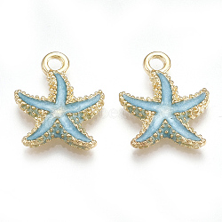 Alloy Enamel Pendants, Starfish/Sea Stars, Light Gold, Sky Blue, 17.5x14.5x2.5mm, Hole: 2mm
(X-PALLOY-T056-08A)