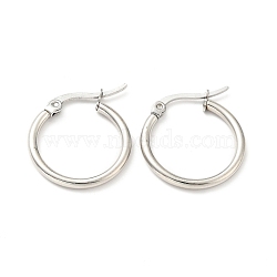 Tarnish Resistant 201 Stainless Steel Hoop Earrings for Women, with 304 Stainless Steel Pins, Stainless Steel Color, 18.5~19.5x2mm, Pin: 0.6mm(EJEW-G260-02D-P)