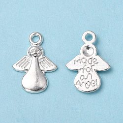Tibetan Style Pendants, Angel, Silver Color Plated, Lead Free and Cadmium Free and Nickel Free, 18x13x2mm, Hole: 1.5mm(X-LF0579Y-NFS)