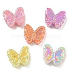 UV Plating Iridescent Acrylic Beads, Butterfly, Mixed Color, 20x23.5x9mm, Hole: 2.5mm(X-OACR-G039-07)