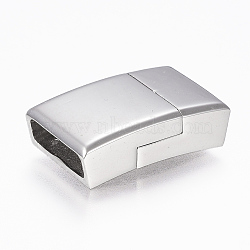 Tarnish Resistant 304 Stainless Steel Magnetic Clasps with Glue-in Ends, Rectangle, Stainless Steel Color, 22.5x14x6mm, Hole: 4x12mm(STAS-F130-54P)