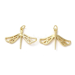 Eco-Friendly Brass Pendants, with Jump Ring, Lead Free & Cadmium Free, Dragonfly Charm, Real 18K Gold Plated, 20x27x3mm, Hole: 3mm(KK-M246-24G)