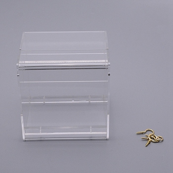 Acrylic Parrot Feeder, with Iron Hooks, Square, Pet Supplies, Clear, 12.8x13x11cm