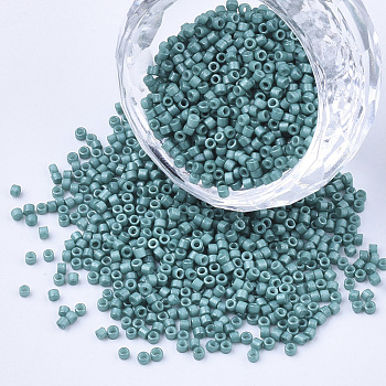 Baking Paint Cylinder Seed Beads, Uniform Size, Cadet Blue, 1.5~2x1~2mm, Hole: 0.8mm, about 4000pcs/bag, about 50g/bag