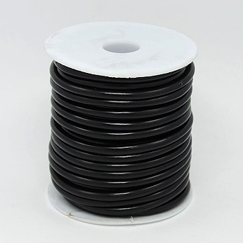 Synthetic Rubber Cord, Hollow, with White Plastic Spool, Black, 5mm, Hole: 3mm, about 10.93 yards(10m)/roll