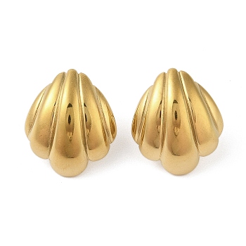 304 Stainless Steel Shell Shape Stud Earrings for Women, Golden, 20x17mm