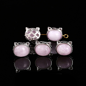 Natural Kunzite Beads, with Alloy Finding, Cat, 9x11x12mm