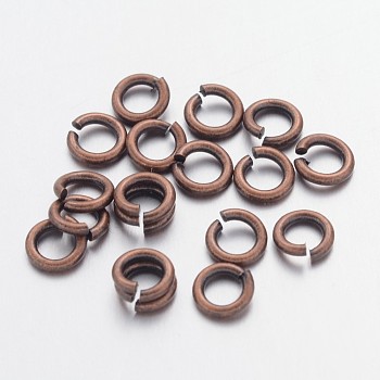 Red Copper Color Brass Open Jump Rings, 18 Gauge, 5x1mm, Inner Diameter: 3mm, about 120pcs/10g