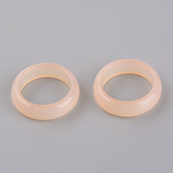 Resin Finger Rings, Plain Band Rings, Imitation Jelly, PeachPuff, US Size 7 1/4(17.5mm)