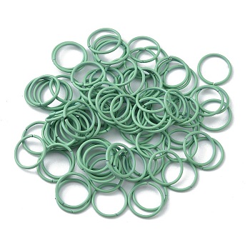100Pcs Baking Paint Zinc Alloy Open Jump Rings, Round, Aquamarine, 16 Gauge, 12.2x1.2mm, Inner Diameter: 9.8mm