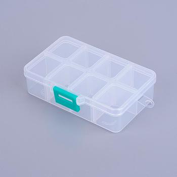 Organizer Storage Plastic Box, Adjustable Dividers Boxes, Rectangle, White, 11x7x3cm, 1 compartment: 3x2.5cm, 8 compartment/box