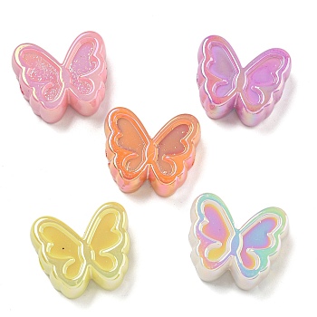 UV Plating Iridescent Acrylic Beads, Butterfly, Mixed Color, 20x23.5x9mm, Hole: 2.5mm