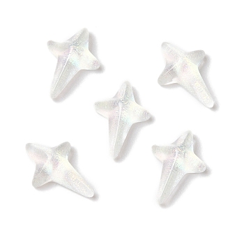 K9 Glass Cabochons, with Glitter Powder, Star, White, 7.9x5.4x2.5mm