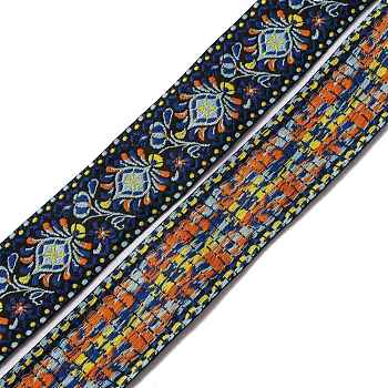 Ethnic style Embroidery Polyester Ribbons, Jacquard Ribbon, Garment Accessories, Single Face Floral Pattern, Floral Pattern, 1-7/8 inch(48mm)~2 inch(50mm)