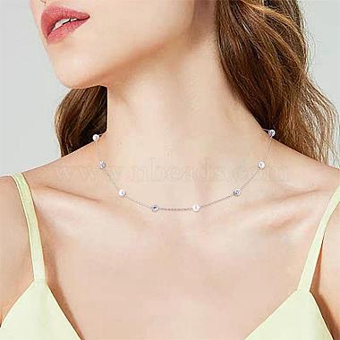 Pearl Necklace for Women Rhodium Plated 925 Sterling Silver Freshwater Pearl Choker Necklace Y Shape Adjustable Length Necklace Jewelry Gifts for Women(JN1094A)-7