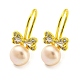 Cubic Zirconia Bowknot Dangle Earrings with Natural Pearl(EJEW-Z020-01G)-1