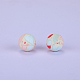 Printed Round with Heart Pattern Silicone Focal Beads(SI-JX0056A-195)-1