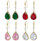 anattasoul 4 paires 4 couleurs boucles d'oreilles pendantes en verre en forme de larme(EJEW-AN0003-95)-1